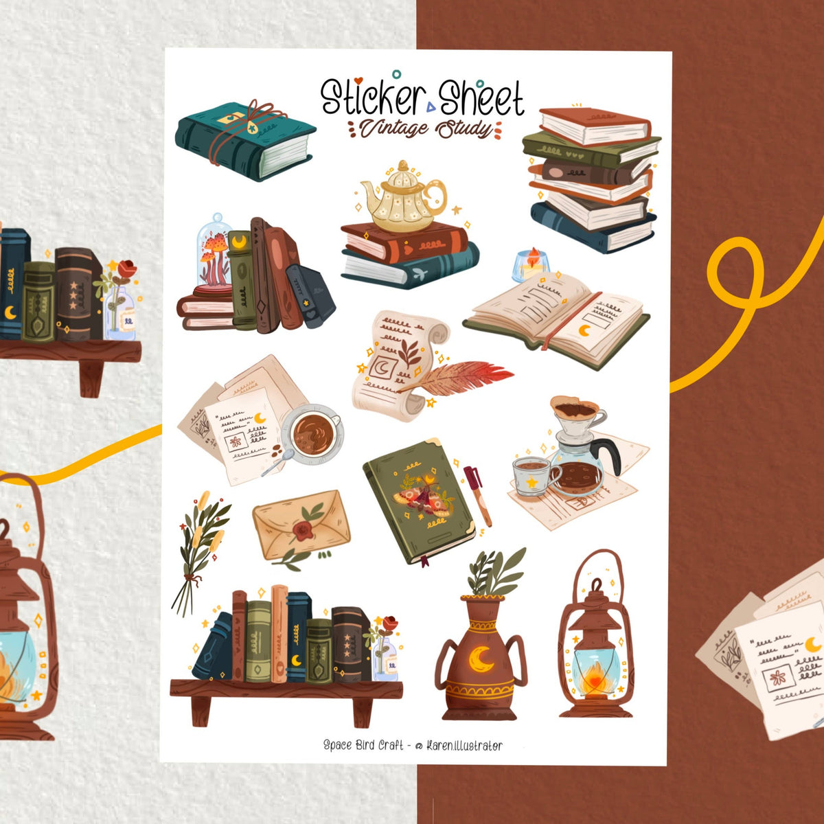 Stickers Study Notes Set Vintage Study Sticker Sheet – Little Craft Place