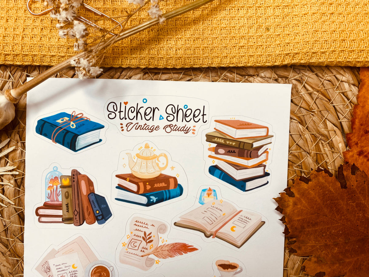 Stickers Study Notes Set Vintage Study Sticker Sheet – Little Craft Place