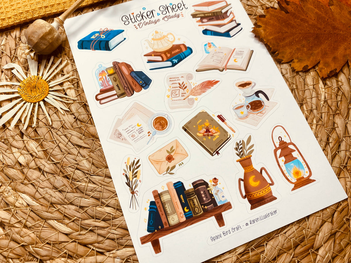 Stickers Study Notes Set Vintage Study Sticker Sheet – Little Craft Place