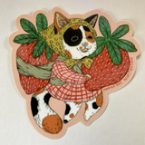 Strawberry Cat Sticker Marika Paz Illustration