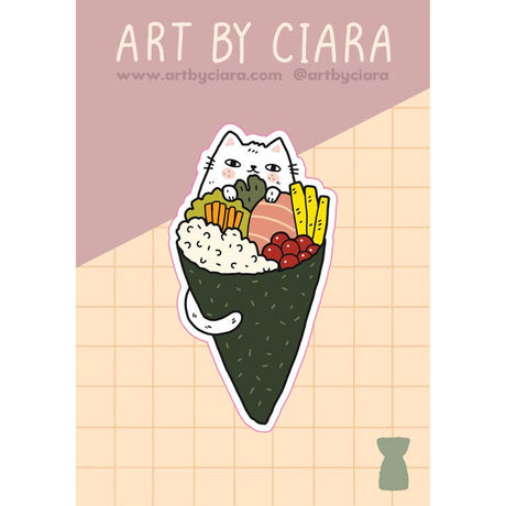 Pegatina de temaki de gato sushi 