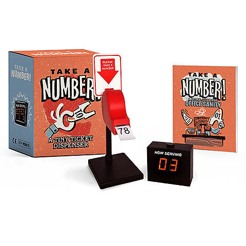 Take A Number! Tiny Ticket Dispenser - Mini Book & Dispenser For Fun, Office, Or Gags