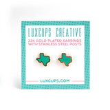 Texas Earrings Teal Glitter Earrings