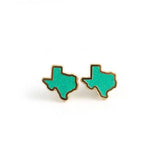 Texas Earrings Teal Glitter
