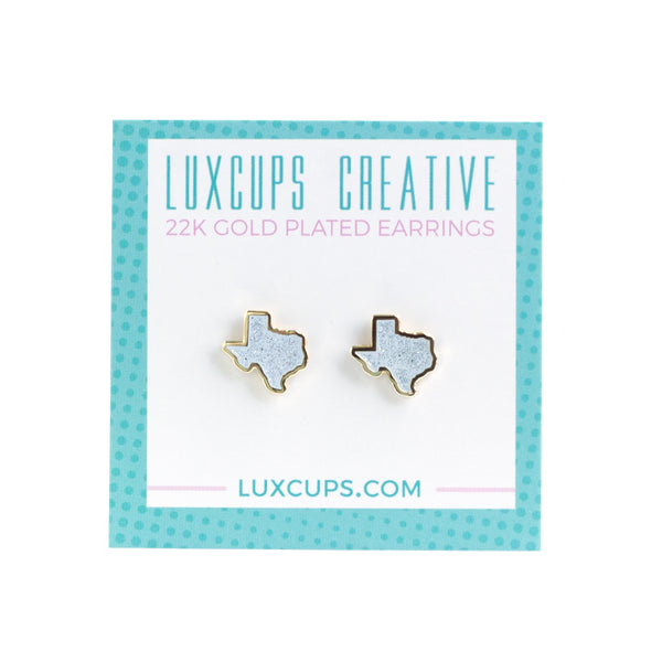Texas Earrings Glitter LuxCups Creative