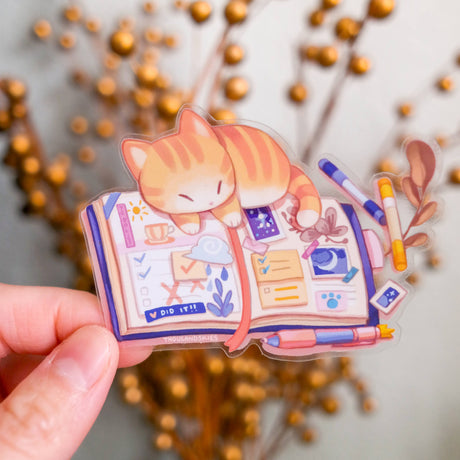 Thousand Skies Kitten Journal Vinyl Sticker (Clear)