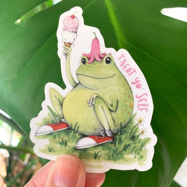 Treat Yo' Self Frog Sticker