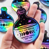 Trust Your Process Potion Bottle Galaxy Moon Phase Sticker
