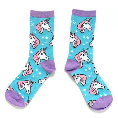 Unicorn socks bamboo blend knit socks - Ladies crew socks