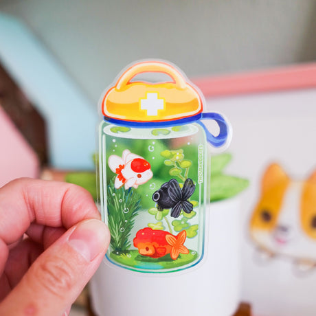 Pegatina de vinilo con diseño de pez dorado del primer kit Splash (transparente)