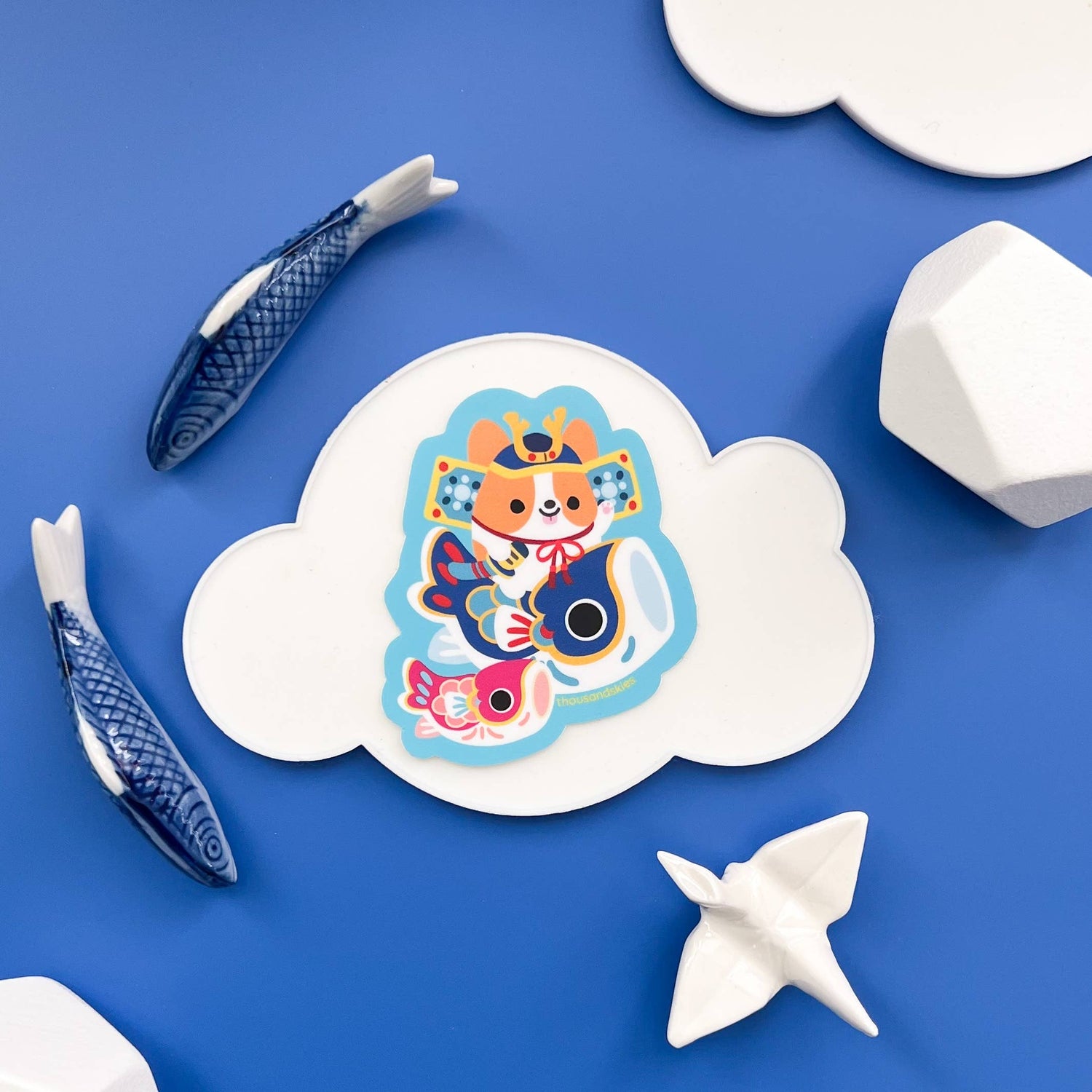 Corgi and Carp Japantown Vinyl Sticker