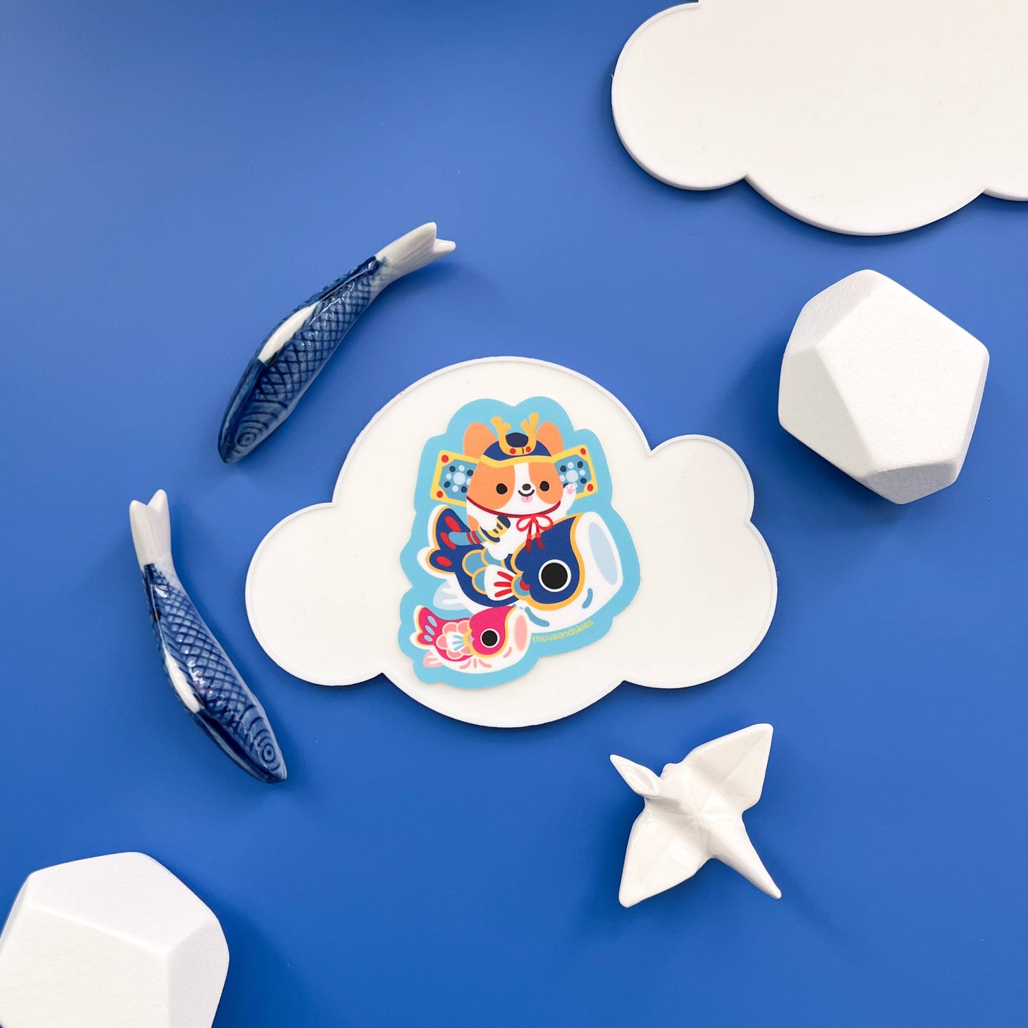 Corgi and Carp Japantown Vinyl Sticker