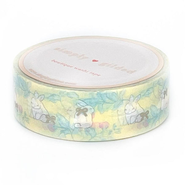 YELLOW Spring Bunny + champagne satin foil Simply Gilded Washi 15mm