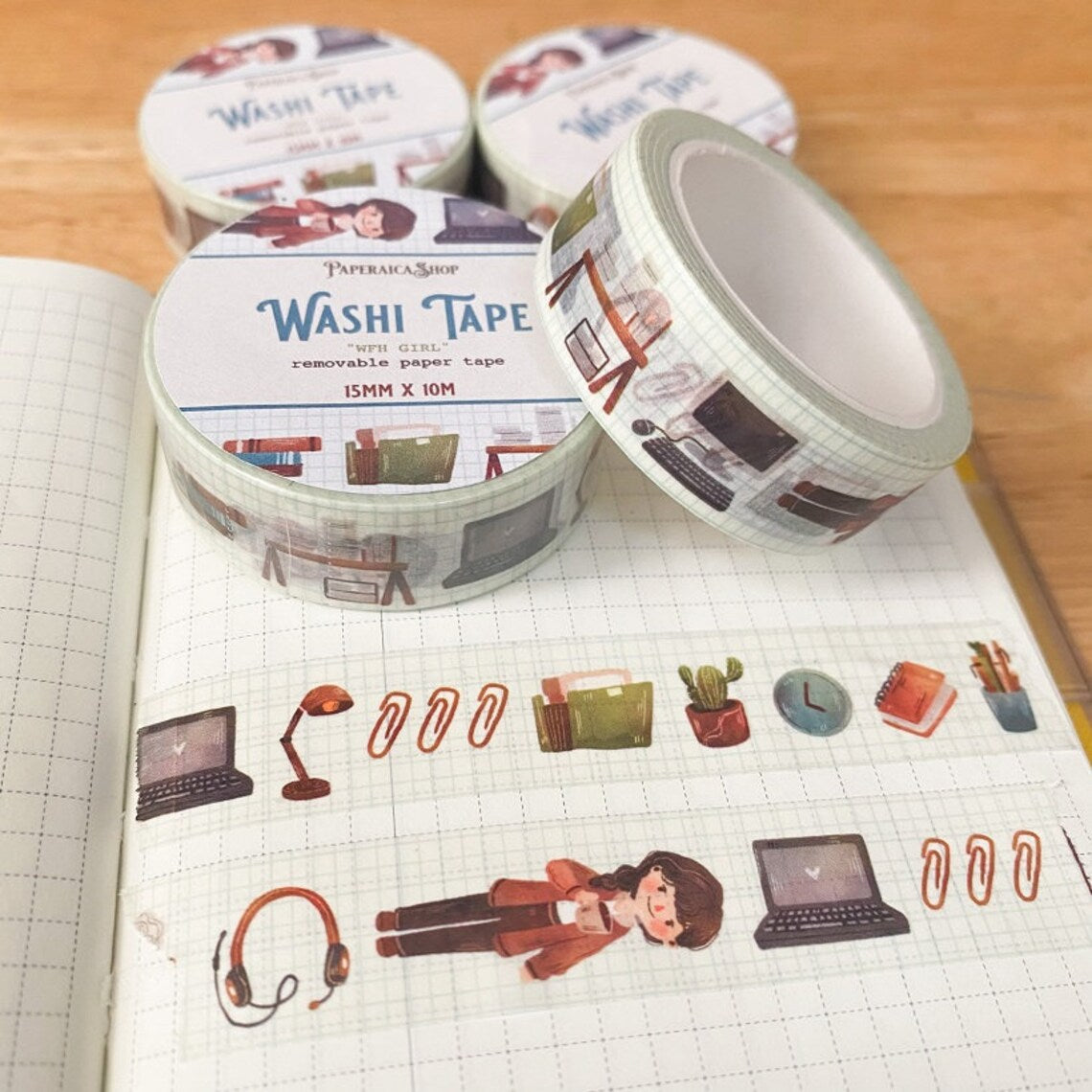 Cinta washi para trabajar desde casa para chicas PaperaicaShop