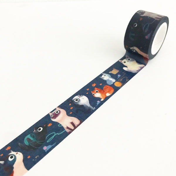 Meows In The Dark Blue Washi Tape by The Little Red House