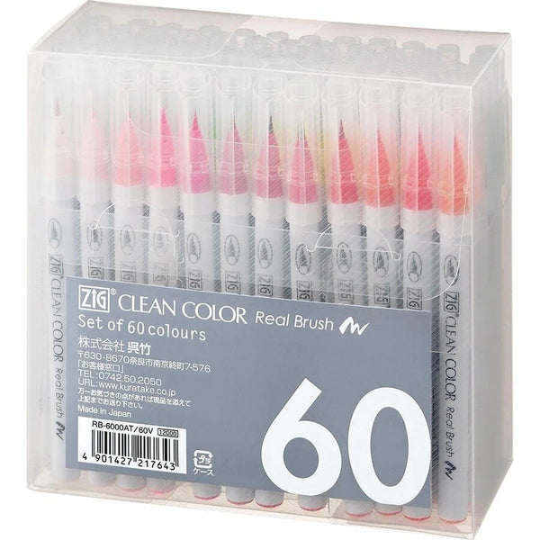 Zig Clean Color Real Brush Marker 60 Color Set