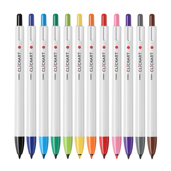 Zebra Clickart Knock Sign Pen 0.6 mm - 12 Color Set Standard ST