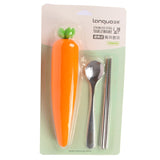 Carrot Stainless Steel Chopsticks, Spoon and Holder Set