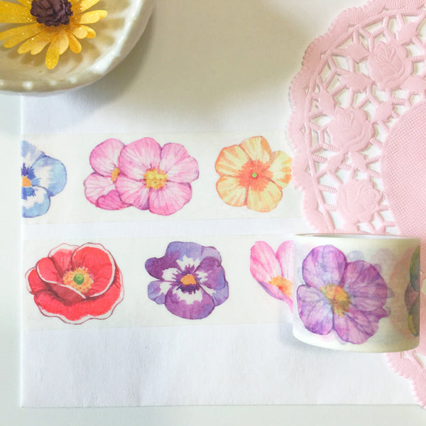 Pansy Flower Washi Tape • Spring Blossom Washi Tape