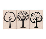 Three Artistic Trees Rubber Stamps