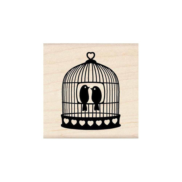 Heart Bird Cage Wood Stamp