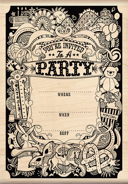 Pattern Party Invite Rubber Stamp