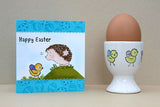 Snail and Easter Egg Cart Rubber Stamp