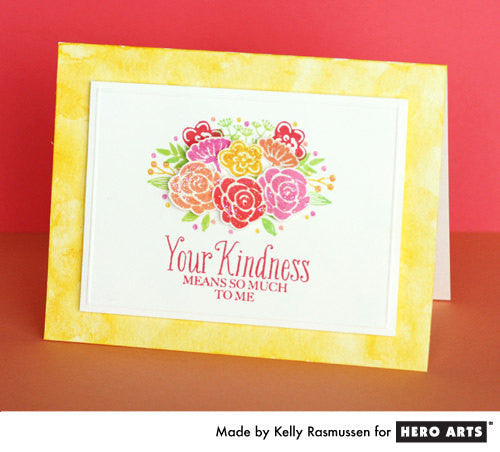 Sello de caucho montado de Hero Arts con corazones de flores