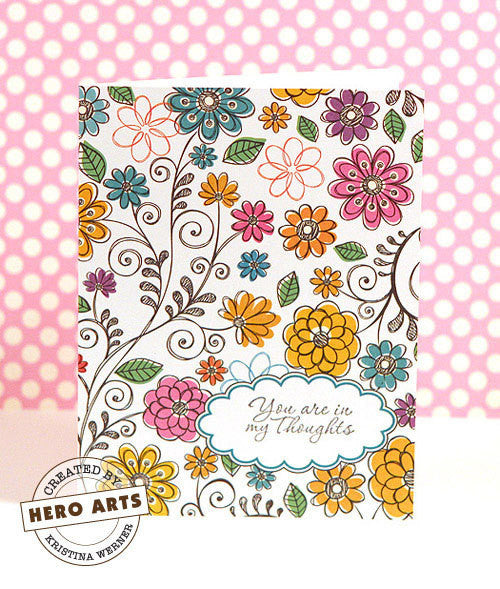 Sello de caucho montado de Hero Arts con corazones de flores