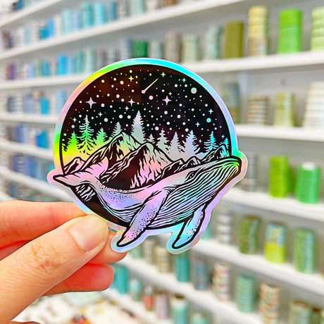 Celestial Whale Holographic Vinyl Sticker