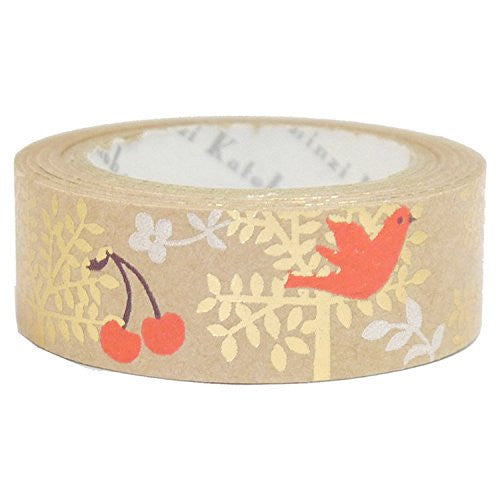 Tree & Birds Kraft Paper Foil Masking Tape • Shinzi Katoh Design