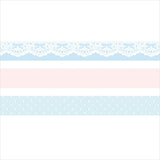 Pearl E masté 3 Pieces Set Japanese Washi Tape includes ribbon lace and pastel blue polka dots.